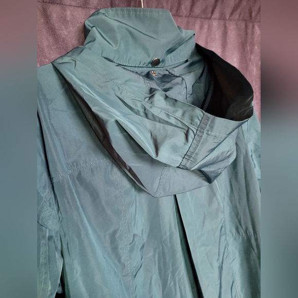 1X Plus Sized Zuda Teal Hooded Raincoat From LAURA - Picture 10 of 15